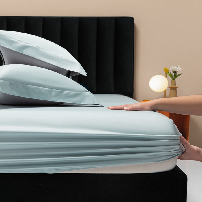 91家纺网 家纺一手货源 找家纺 秀色家纺 2025新款A类50支贡缎双股长绒棉单品床笠郁兰