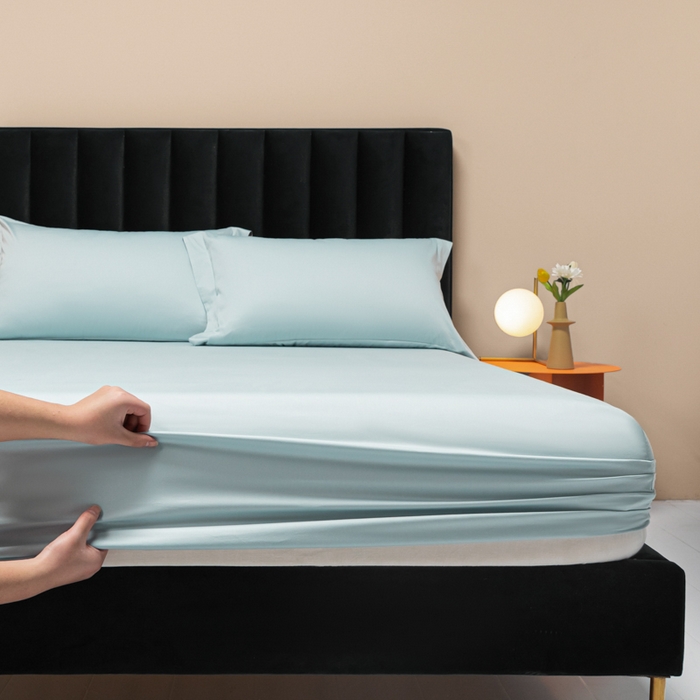 91家纺网 家纺一手货源 找家纺 秀色家纺 2025新款A类50支贡缎双股长绒棉单品床笠郁兰