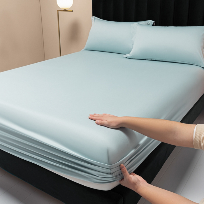 91家纺网 家纺一手货源 找家纺 秀色家纺 2025新款A类50支贡缎双股长绒棉单品床笠郁兰