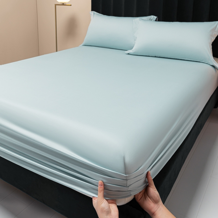 91家纺网 家纺一手货源 找家纺 秀色家纺 2025新款A类50支贡缎双股长绒棉单品床笠郁兰