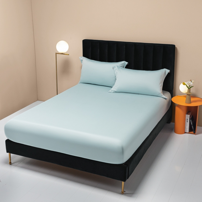 91家纺网 家纺一手货源 找家纺 秀色家纺 2025新款A类50支贡缎双股长绒棉单品床笠郁兰