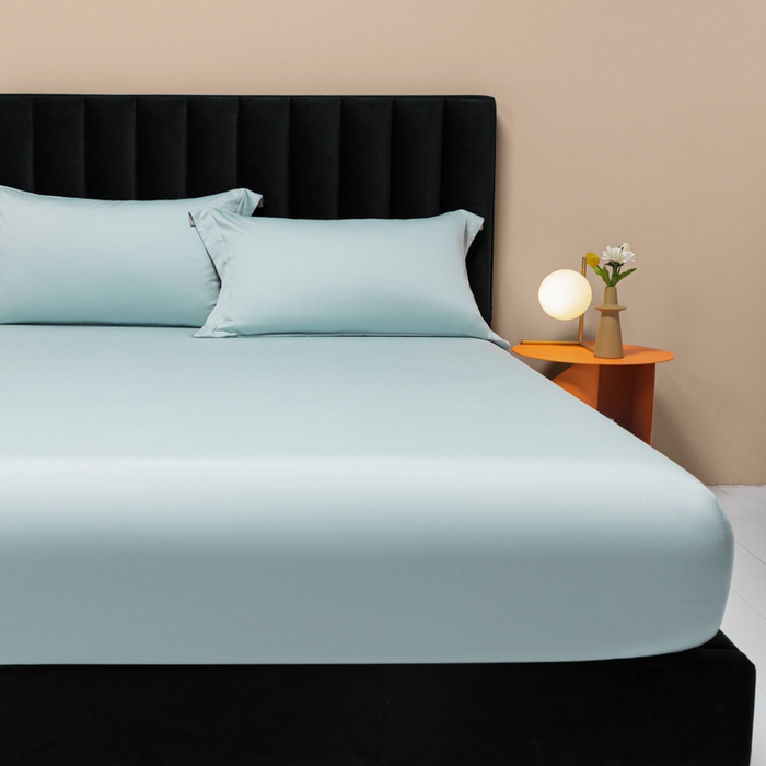 91家纺网 家纺一手货源 找家纺 秀色家纺 2025新款A类50支贡缎双股长绒棉单品床笠郁兰