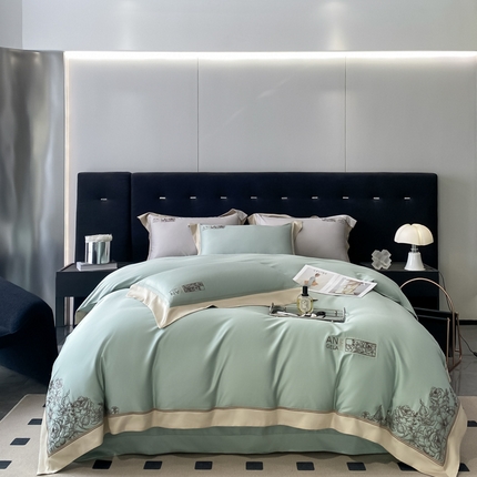 91家纺网 家纺一手货源 找家纺 总玖玖爱花漾-100支全棉太妃缎刺绣四件套