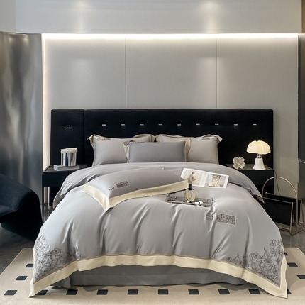 91家纺网 家纺一手货源 找家纺 总玖玖爱花漾-100支全棉太妃缎刺绣四件套