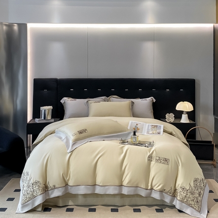 91家纺网 家纺一手货源 找家纺 总玖玖爱花漾-100支全棉太妃缎刺绣四件套