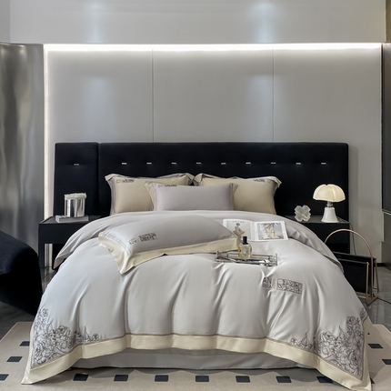 91家纺网 家纺一手货源 找家纺 总玖玖爱花漾-100支全棉太妃缎刺绣四件套