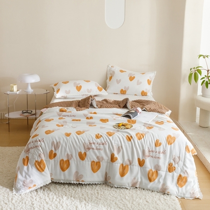 91家纺网 家纺一手货源 找家纺 （总）有货 2023新款小清新花边韩版水洗棉麻豆豆夏被简约复古风