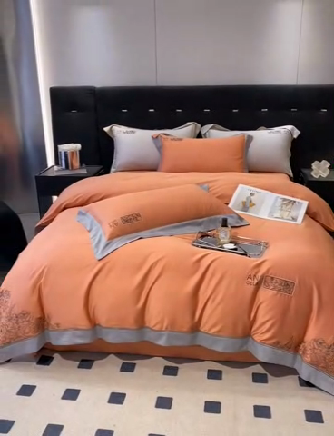 91家纺网 家纺一手货源 找家纺 总玖玖爱花漾-100支全棉太妃缎刺绣四件套