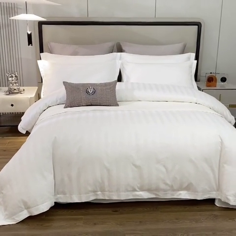 91家纺网 家纺一手货源 找家纺 2026新款加密全棉60支宾馆民宿枕套床单被套床笠四套件