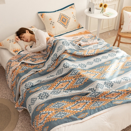 朴尔 2023年波西米亚风全棉四层纱布毛巾被 伯瑞沙-灰