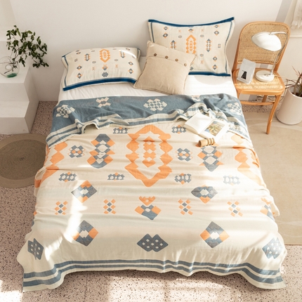 91家纺网 家纺一手货源 找家纺 （总）朴尔 2023年波西米亚风全棉四层纱布毛巾被