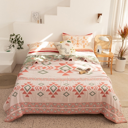 91家纺网 家纺一手货源 找家纺 （总）朴尔 2023年波西米亚风全棉四层纱布毛巾被