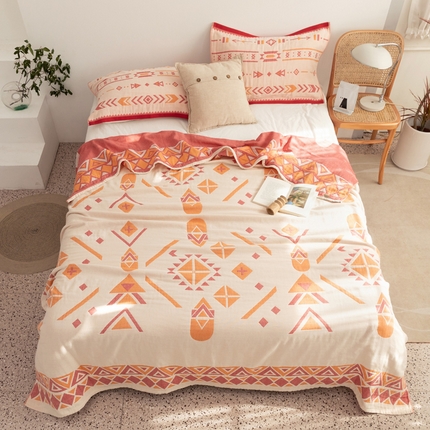 91家纺网 家纺一手货源 找家纺 （总）朴尔 2023年波西米亚风全棉四层纱布毛巾被