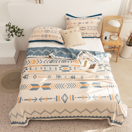 91家纺网 家纺一手货源 找家纺 （总）朴尔 2023年波西米亚风全棉四层纱布毛巾被