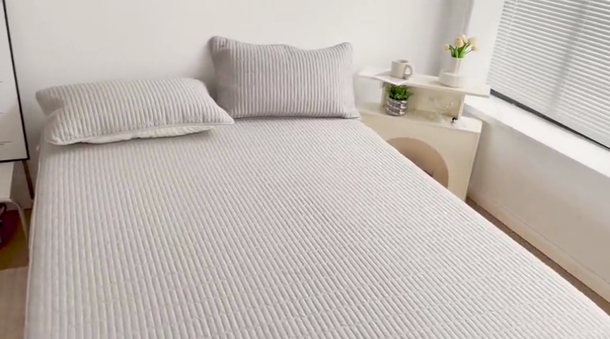 91家纺网 家纺一手货源 找家纺 寐居  2023年新款全棉夹棉床笠 低调-灰