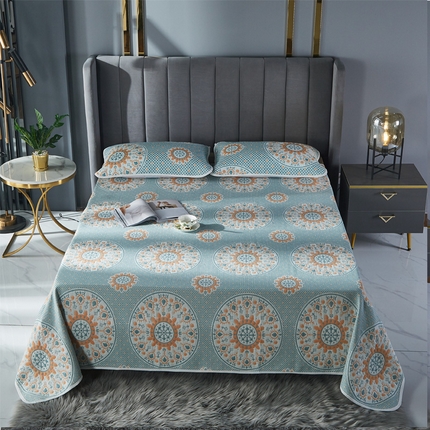 91家纺网 家纺一手货源 找家纺 朴尔 2023新款全棉六层纱布凉席床单床盖 玛雅雨林