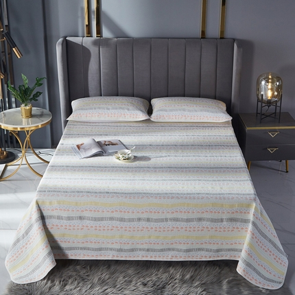 91家纺网 家纺一手货源 找家纺 朴尔 2023新款全棉六层纱布凉席床单床盖 田园小径