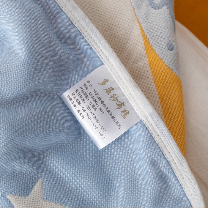 91家纺网 家纺一手货源 找家纺 朴尔 2023新款卡漫风格全棉六层纱毛巾被 长鼻象-兰