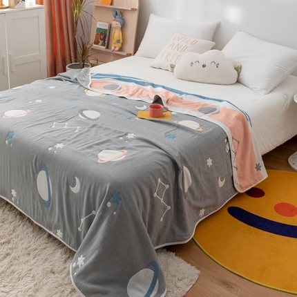 91家纺网 家纺一手货源 找家纺 （总）朴尔 2023新款卡漫风格全棉六层纱毛巾被