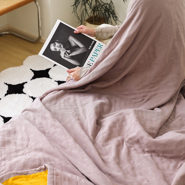 91家纺网 家纺一手货源 找家纺 （总）雯雨家纺 2023新款全棉拼色纱布毛巾被