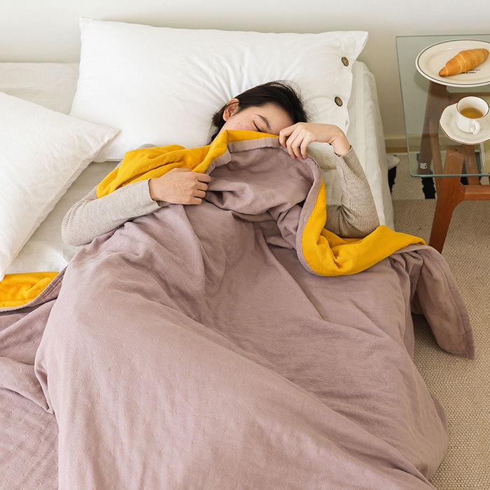 91家纺网 家纺一手货源 找家纺 （总）雯雨家纺 2023新款全棉拼色纱布毛巾被