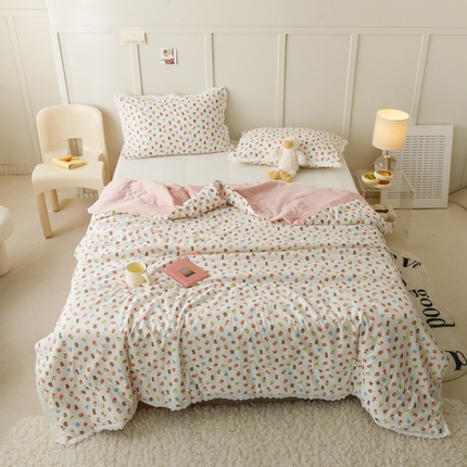 有货  2023新款韩式棉麻泡泡纱印花四季被 小可爱