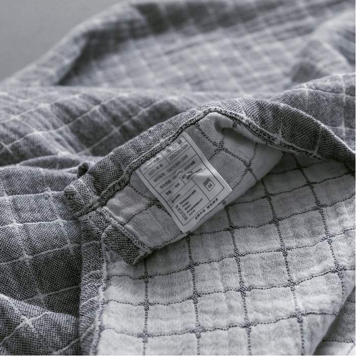 91家纺网 家纺一手货源 找家纺 朴尔 2023新款三层水洗棉全棉纱布毛巾被 丁格-灰