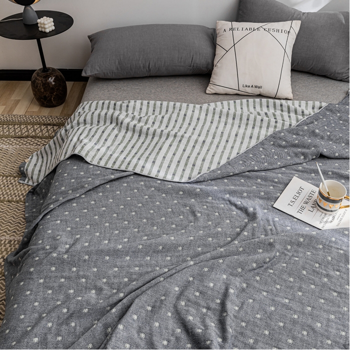 91家纺网 家纺一手货源 找家纺 朴尔 2023新款主推三层水洗棉纱布毛巾被 冬空-灰