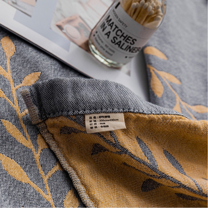 91家纺网 家纺一手货源 找家纺 朴尔 2023新款主推三层水洗棉纱布毛巾被 花之恋-蓝黄