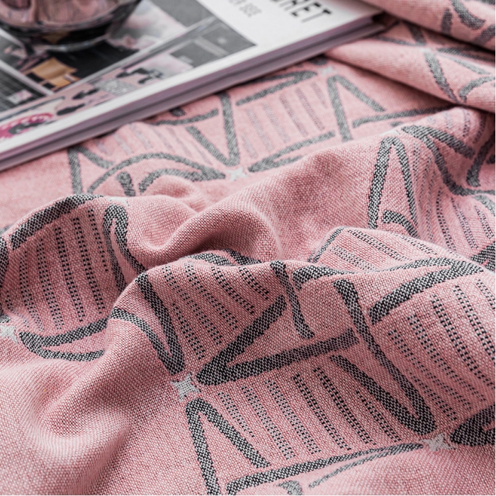 91家纺网 家纺一手货源 找家纺 朴尔 2023新款主推三层水洗棉纱布毛巾被 三体秘境-粉灰