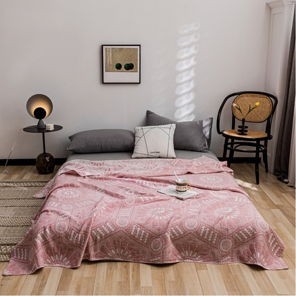 朴尔 2023新款主推三层水洗棉纱布毛巾被 星辰大海-粉