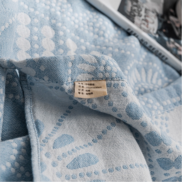 91家纺网 家纺一手货源 找家纺 朴尔 2023新款主推三层水洗棉纱布毛巾被 星辰大海-冰蓝
