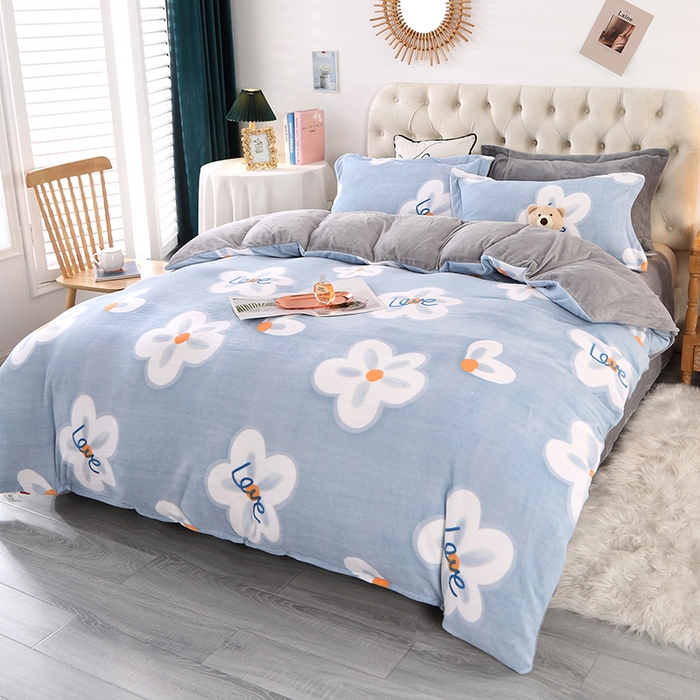 91家纺网 家纺一手货源 找家纺 爱上家居 2023新款温暖亲肤加厚牛奶绒四件套 暗香