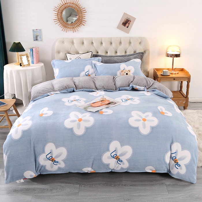 91家纺网 家纺一手货源 找家纺 爱上家居 2023新款温暖亲肤加厚牛奶绒四件套 暗香