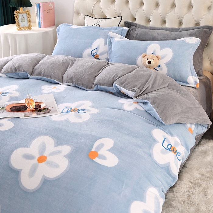 91家纺网 家纺一手货源 找家纺 爱上家居 2023新款温暖亲肤加厚牛奶绒四件套 暗香