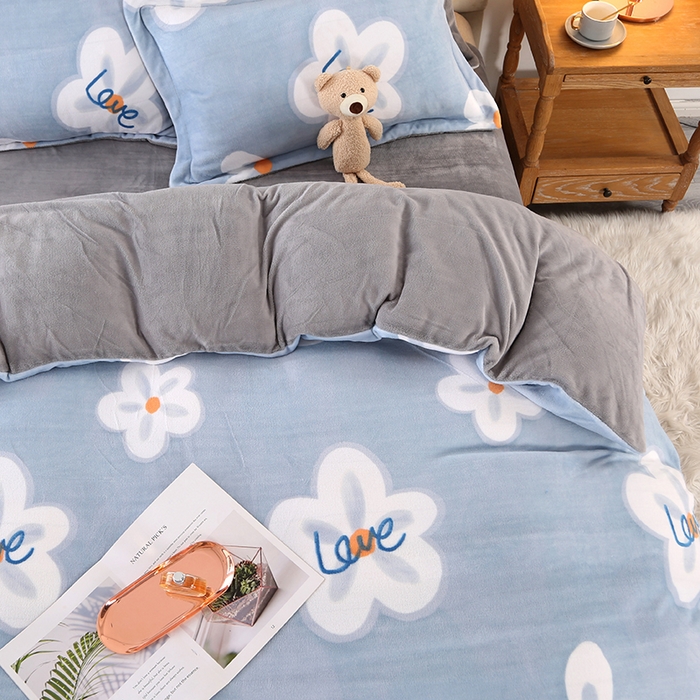 91家纺网 家纺一手货源 找家纺 爱上家居 2023新款温暖亲肤加厚牛奶绒四件套 暗香