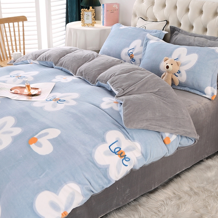 91家纺网 家纺一手货源 找家纺 爱上家居 2023新款温暖亲肤加厚牛奶绒四件套 暗香