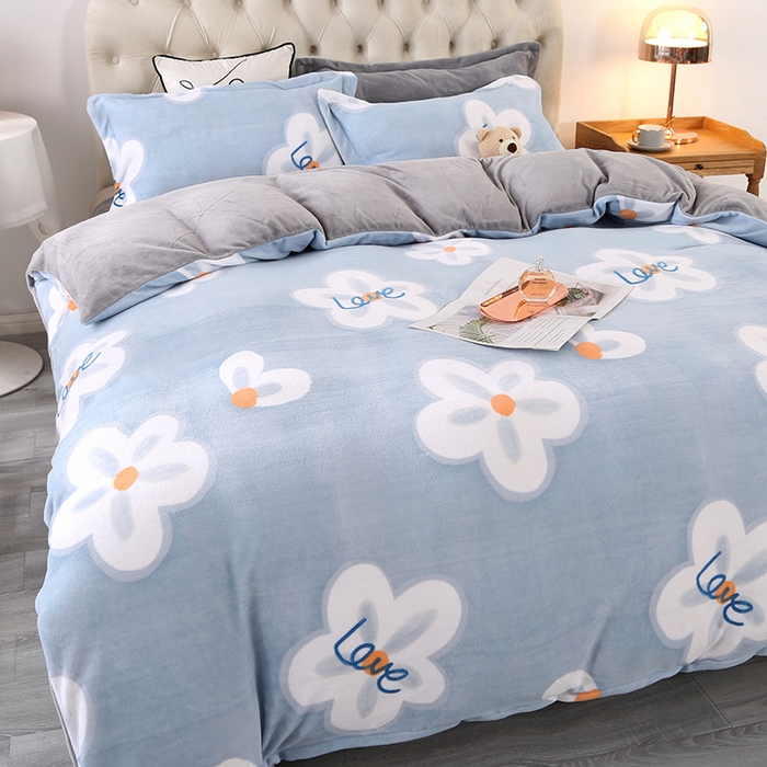 91家纺网 家纺一手货源 找家纺 爱上家居 2023新款温暖亲肤加厚牛奶绒四件套 暗香