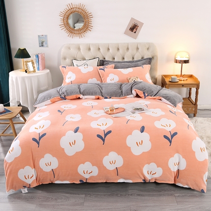 爱上家居 2023新款温暖亲肤加厚牛奶绒四件套 花语-玉