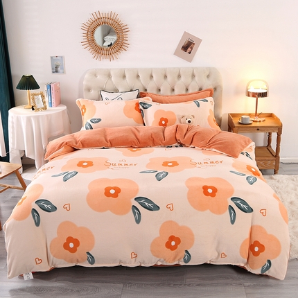 爱上家居 2023新款温暖亲肤加厚牛奶绒四件套 莫奈花园