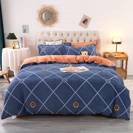 爱上家居 2023新款温暖亲肤加厚牛奶绒四件套 时光格调