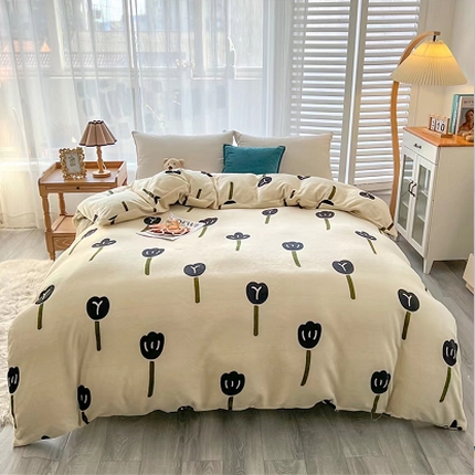 爱上家居 2023新款温暖亲肤加厚牛奶绒四件套 幸运花