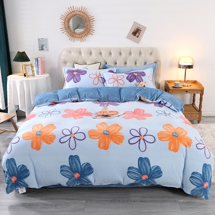 91家纺网 家纺一手货源 找家纺 （总）爱上家居 2023新款温暖亲肤加厚牛奶绒四件套