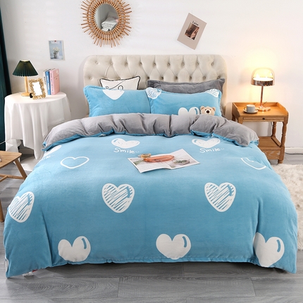 91家纺网 家纺一手货源 找家纺 爱上家居 2023新款温暖亲肤加厚牛奶绒四件套 倾心