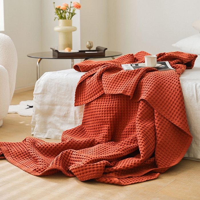 91家纺网 家纺一手货源 找家纺 （总）雯雨家纺 2023新款华夫格纱布纯棉毛巾被