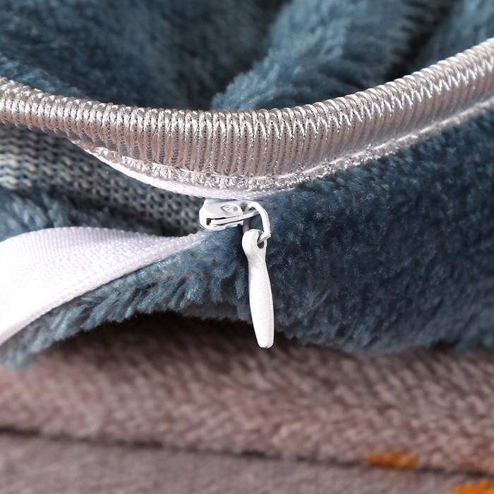 91家纺网 家纺一手货源 找家纺 爱上家居 2023新款保暖金貂绒印花保暖四件套 彩色条纹-灰