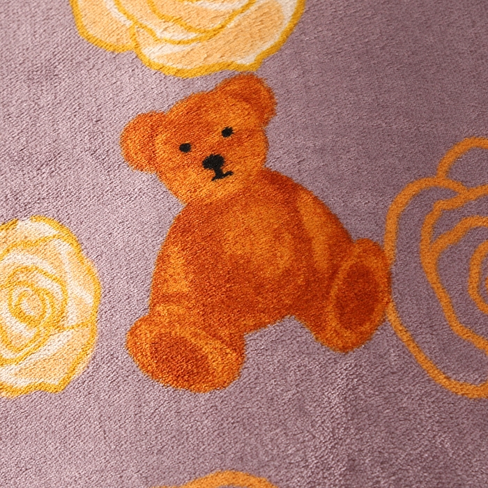 91家纺网 家纺一手货源 找家纺 爱上家居 2023新款保暖金貂绒印花保暖四件套 玫瑰熊