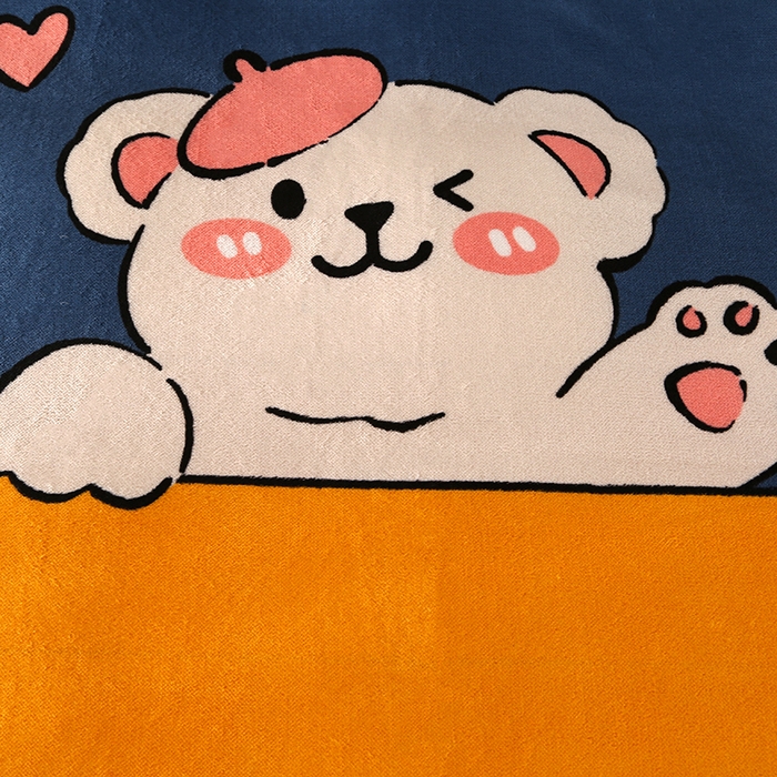 91家纺网 家纺一手货源 找家纺 爱上家居 2023新款保暖金貂绒印花保暖四件套 萌宠小熊