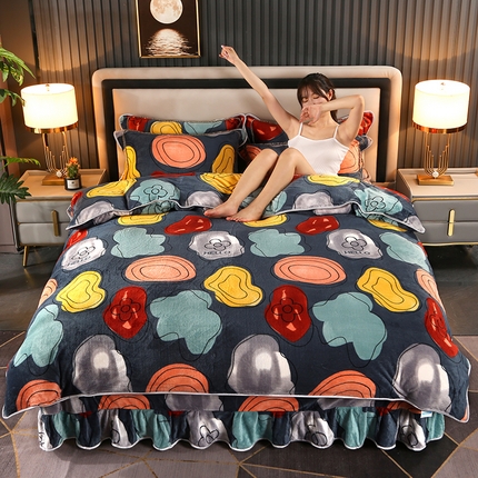 91家纺网 家纺一手货源 找家纺 （总）爱上家居 2023新款保暖金貂绒印花保暖四件套