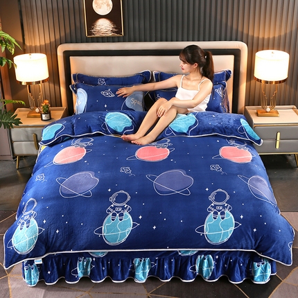 91家纺网 家纺一手货源 找家纺 （总）爱上家居 2023新款保暖金貂绒印花保暖四件套